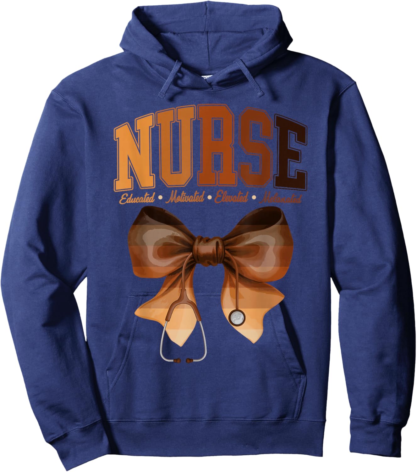 Black History Month Stethoscope Coquette Bow African Nurses Hoodie - Hoodie | Navy