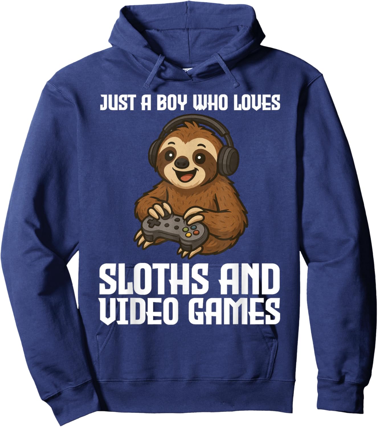 Just A Boy Who Loves Sloths and Video Games Gamer Hoodie - Hoodie | Navy