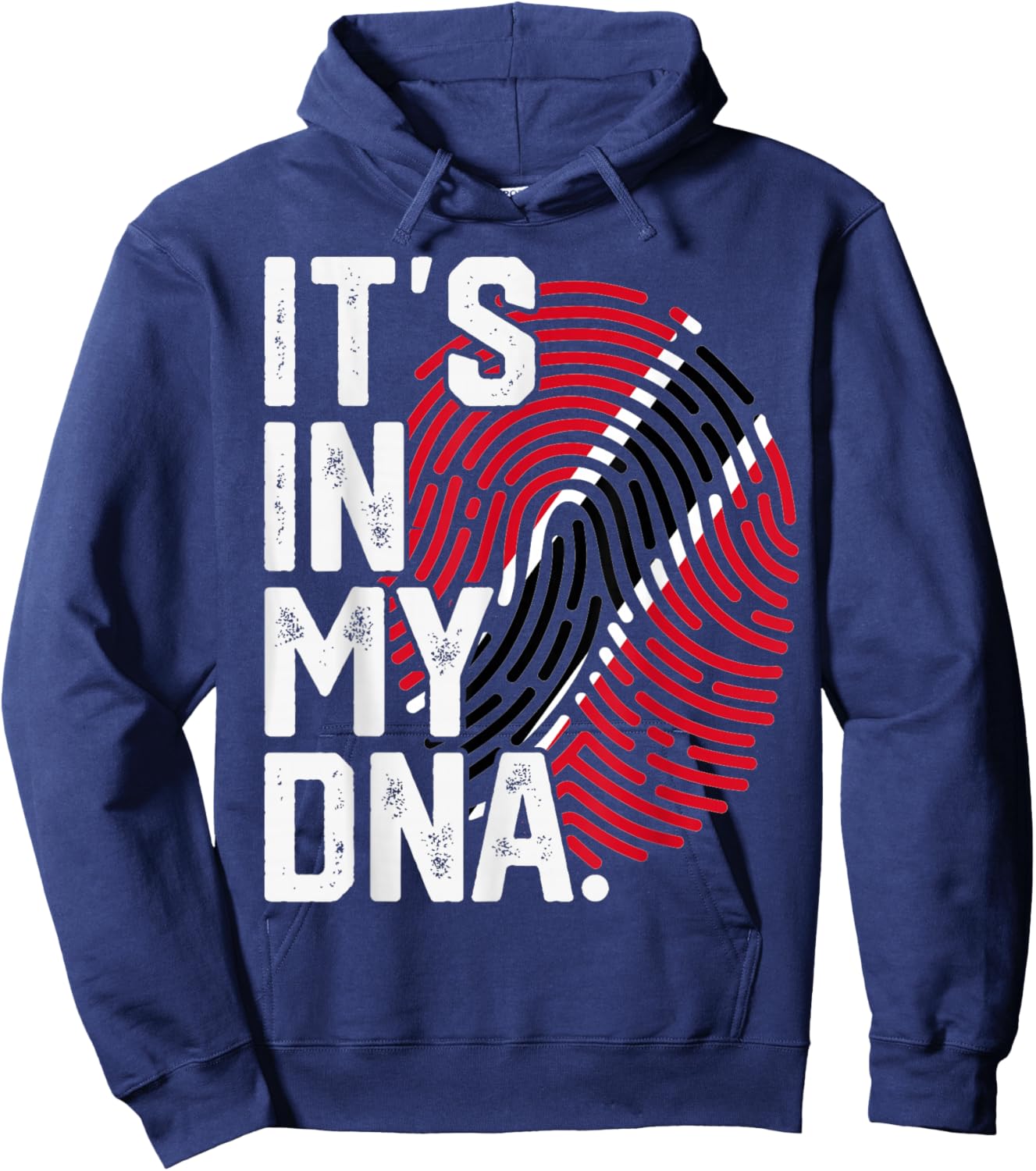 Trinidad and Tobago Roots Flag Fingerprint Graphic Patriotic Hoodie - Hoodie | Navy