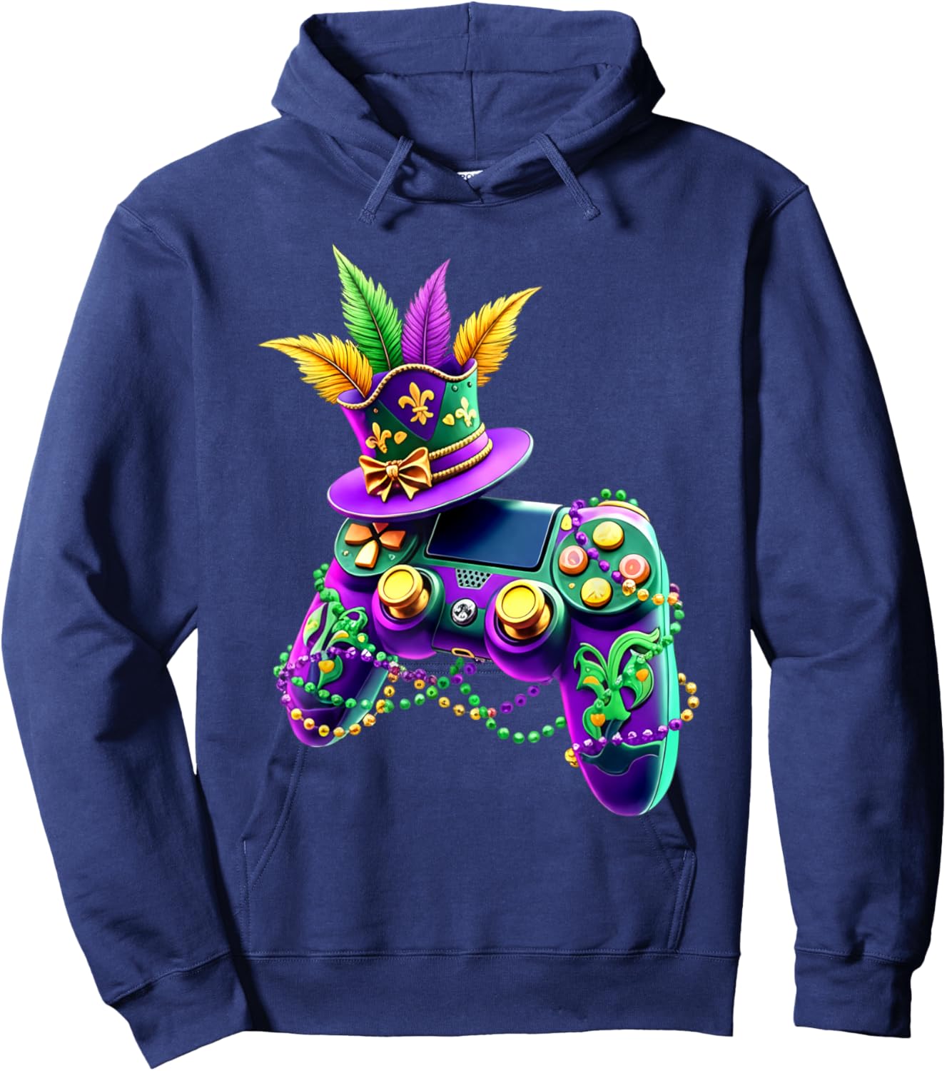 Mardi Gras Video Game Controller Jester Mask Kids Boys Hoodie - Hoodie | Navy