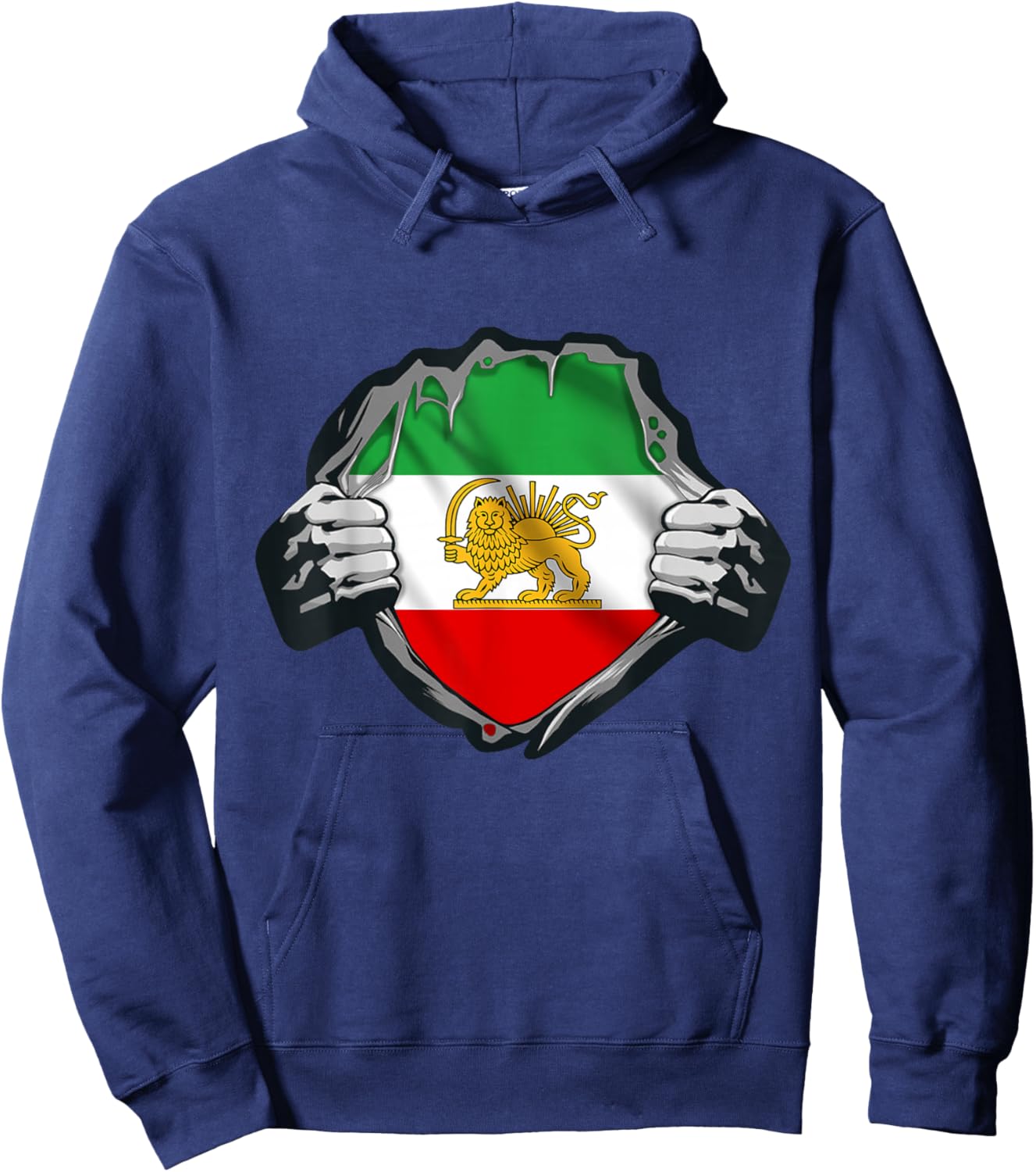Iran Lion Sun Flag,Iran,Persian,Shir o Khorshid Hoodie - Hoodie | Navy