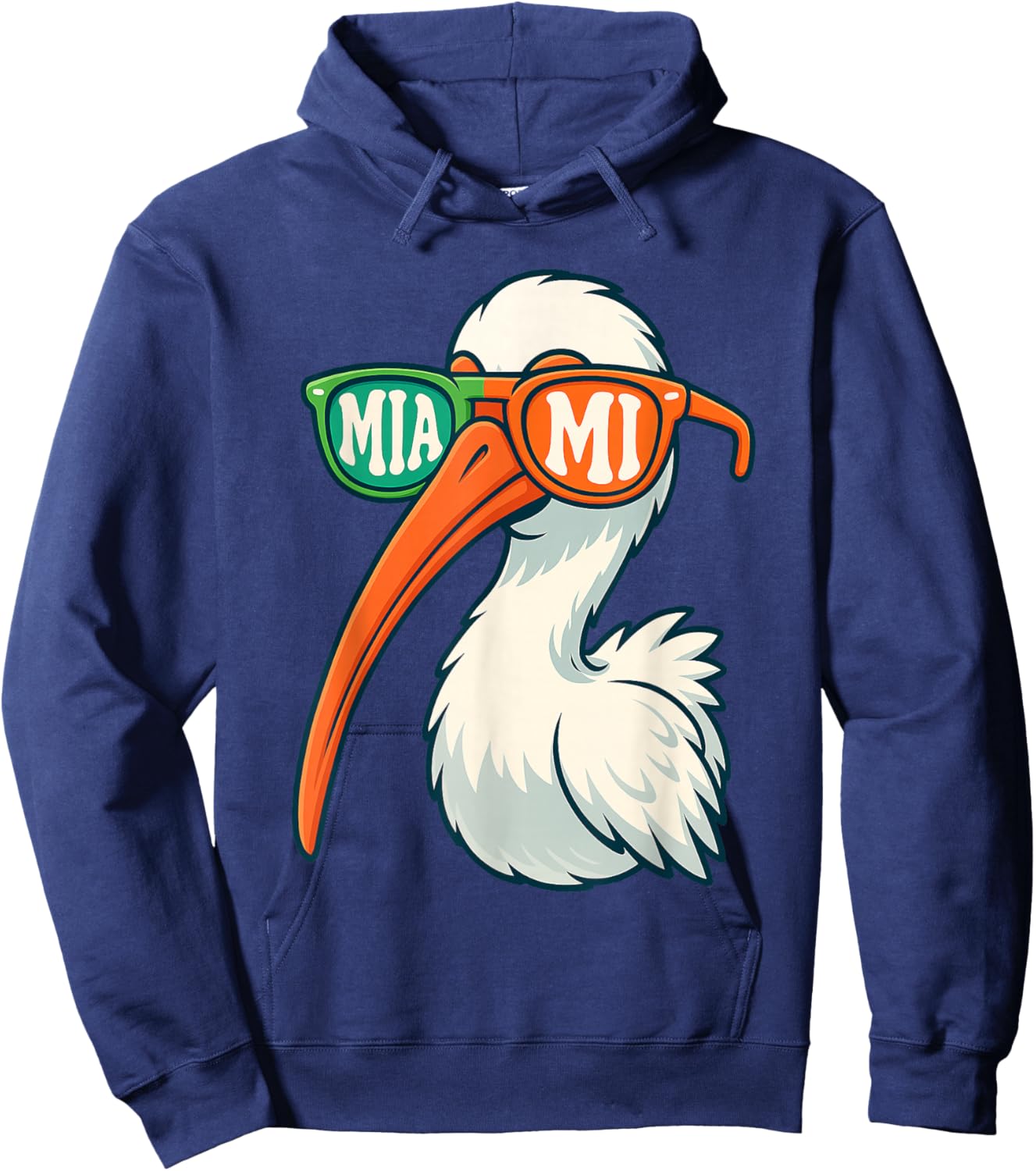 White Ibis with Sunglasses American Vintage Style Hoodie - Hoodie | Navy