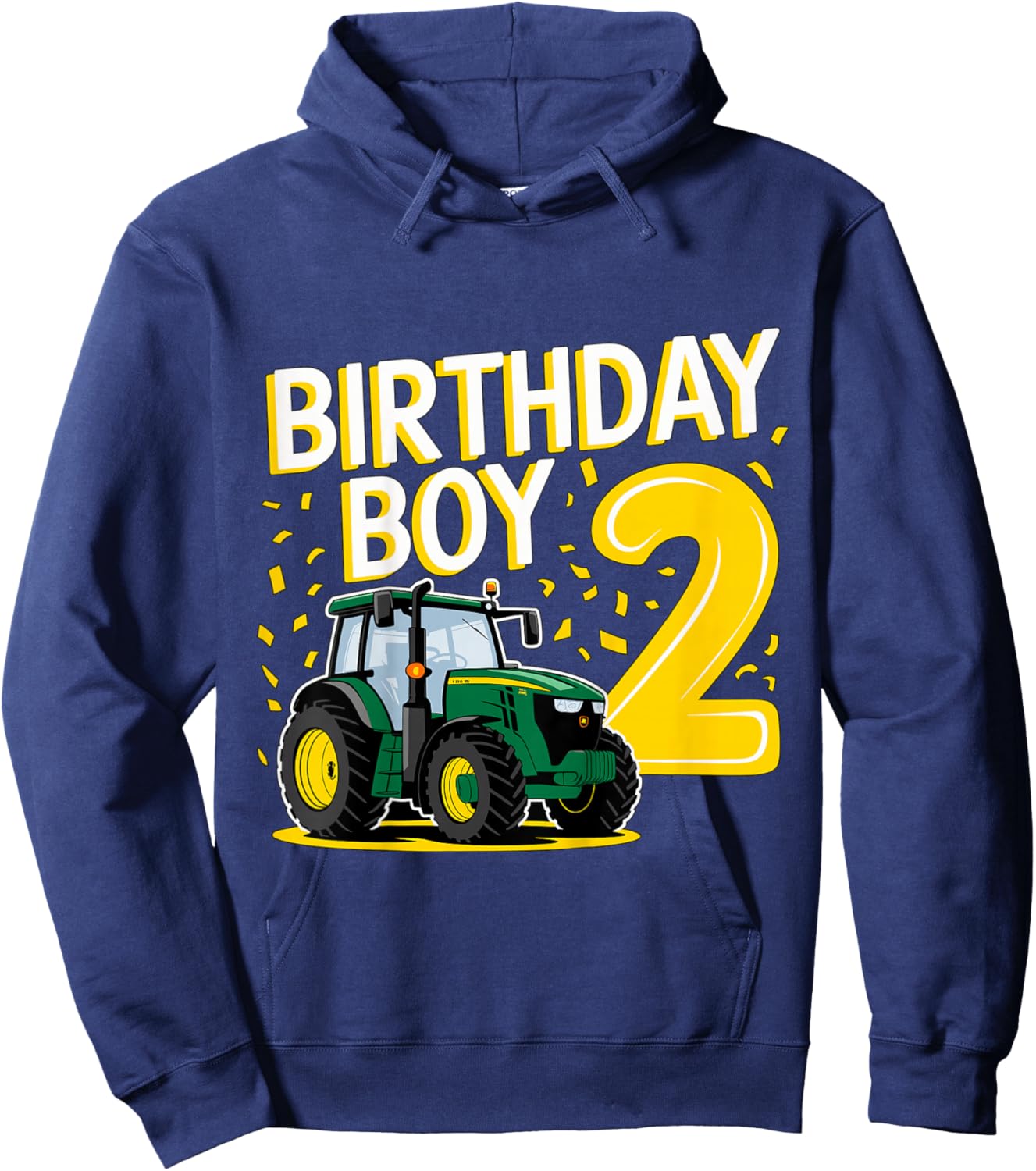 Kids 2nd Birthday Boy 2 Years Old Farmer Tractor Hoodie - Hoodie | Navy