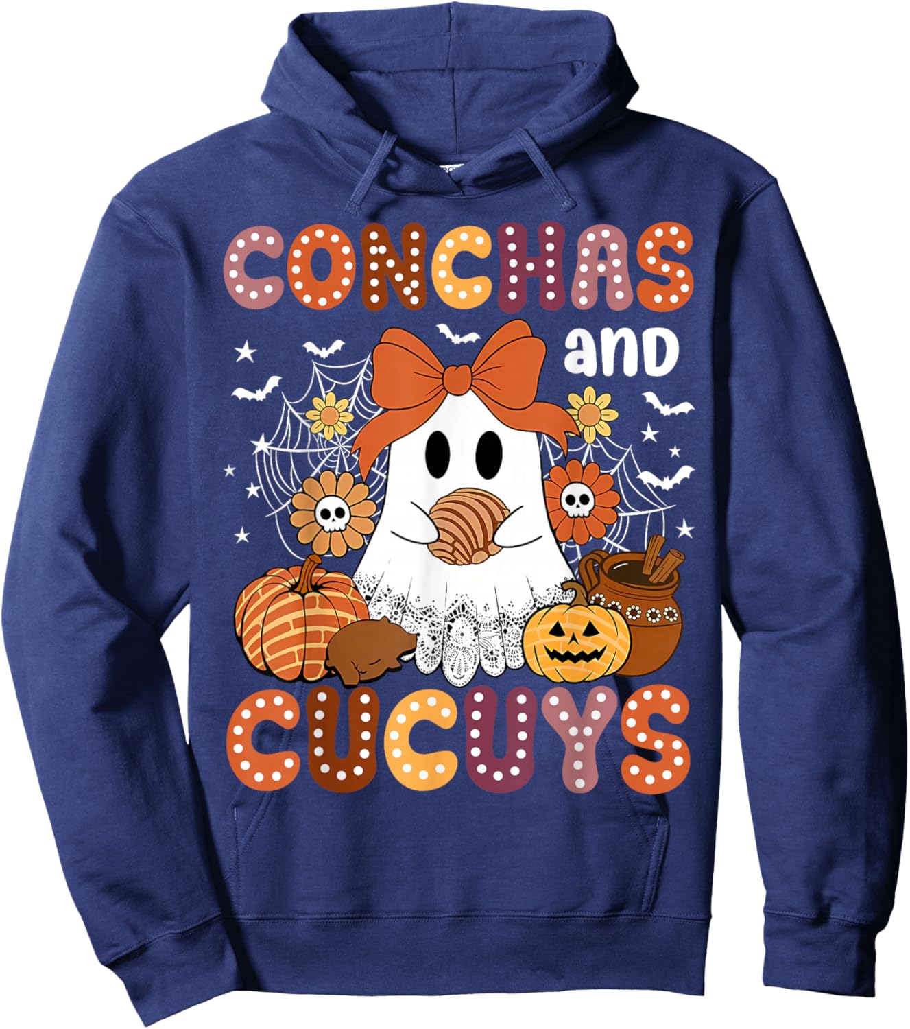 Cute Conchas and Cucuys Ghost Funny Mexican Halloween Ghost Hoodie - Hoodie | Navy