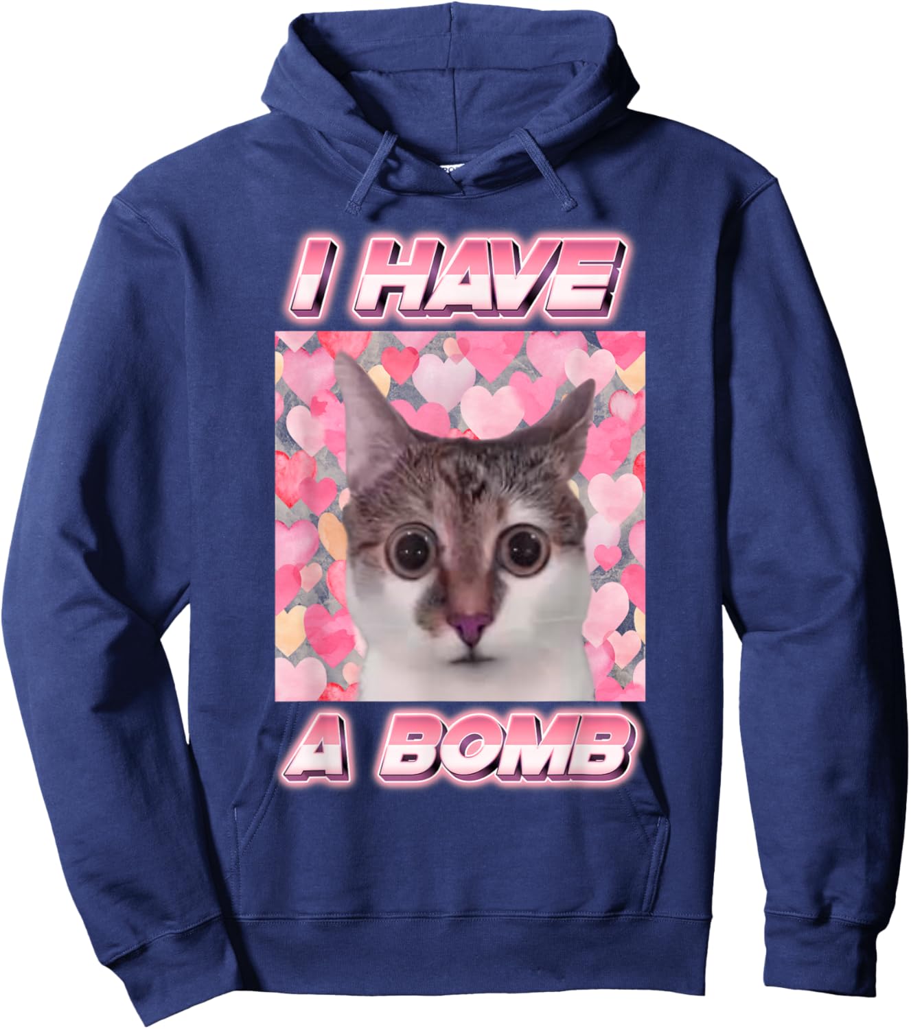 I Have A Bomb Cat Meme Funny Memes Cursed Memes Dank Memes Hoodie - Hoodie | Navy