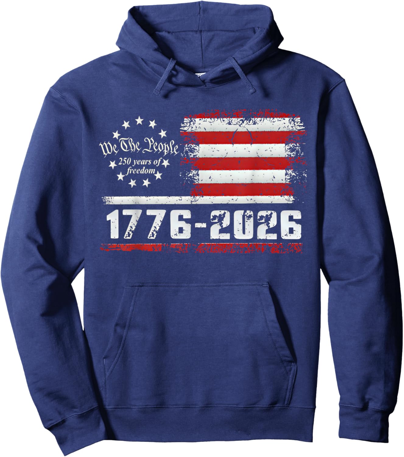 4th of July American Flag Vintage 250 Years 1776 2026 USA Hoodie - Hoodie | Navy