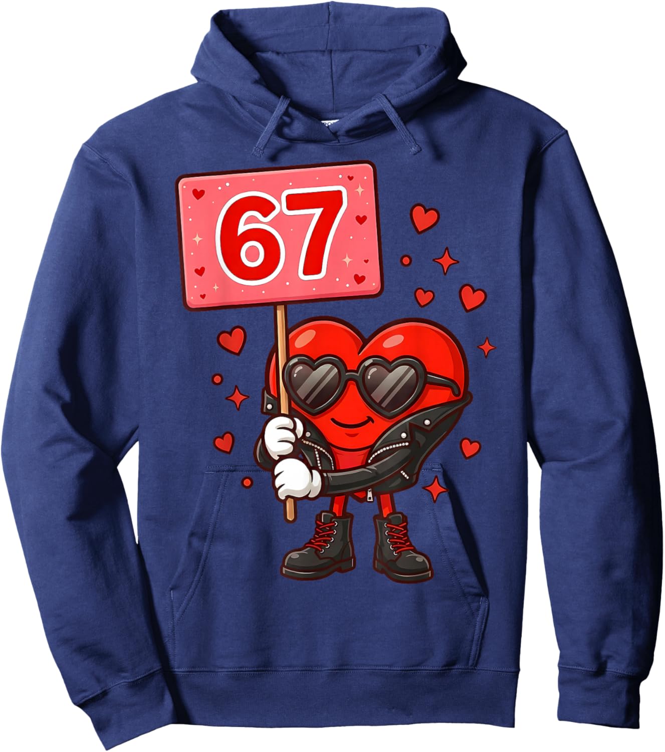 67 Six Seven Valentine Preppy Pink Heart Boys Girls Kids Hoodie - Hoodie | Navy