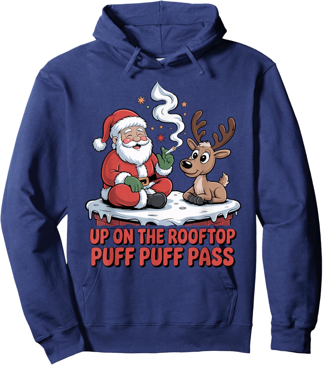 Santa Weed Funny 420 Stoner Christmas Cannabis Design Hoodie - Hoodie | Navy