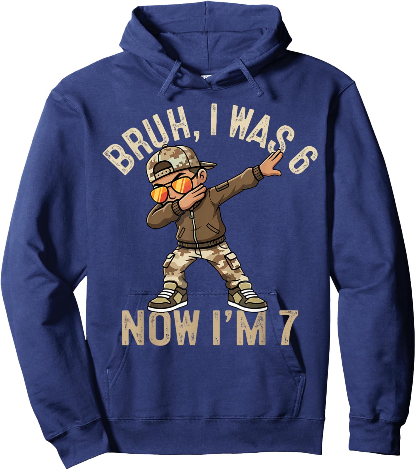I was 6 Now I'm 7 Year Old 7th Birthday 67 Dabbing Boys Kids Hoodie - Hoodie | Navy