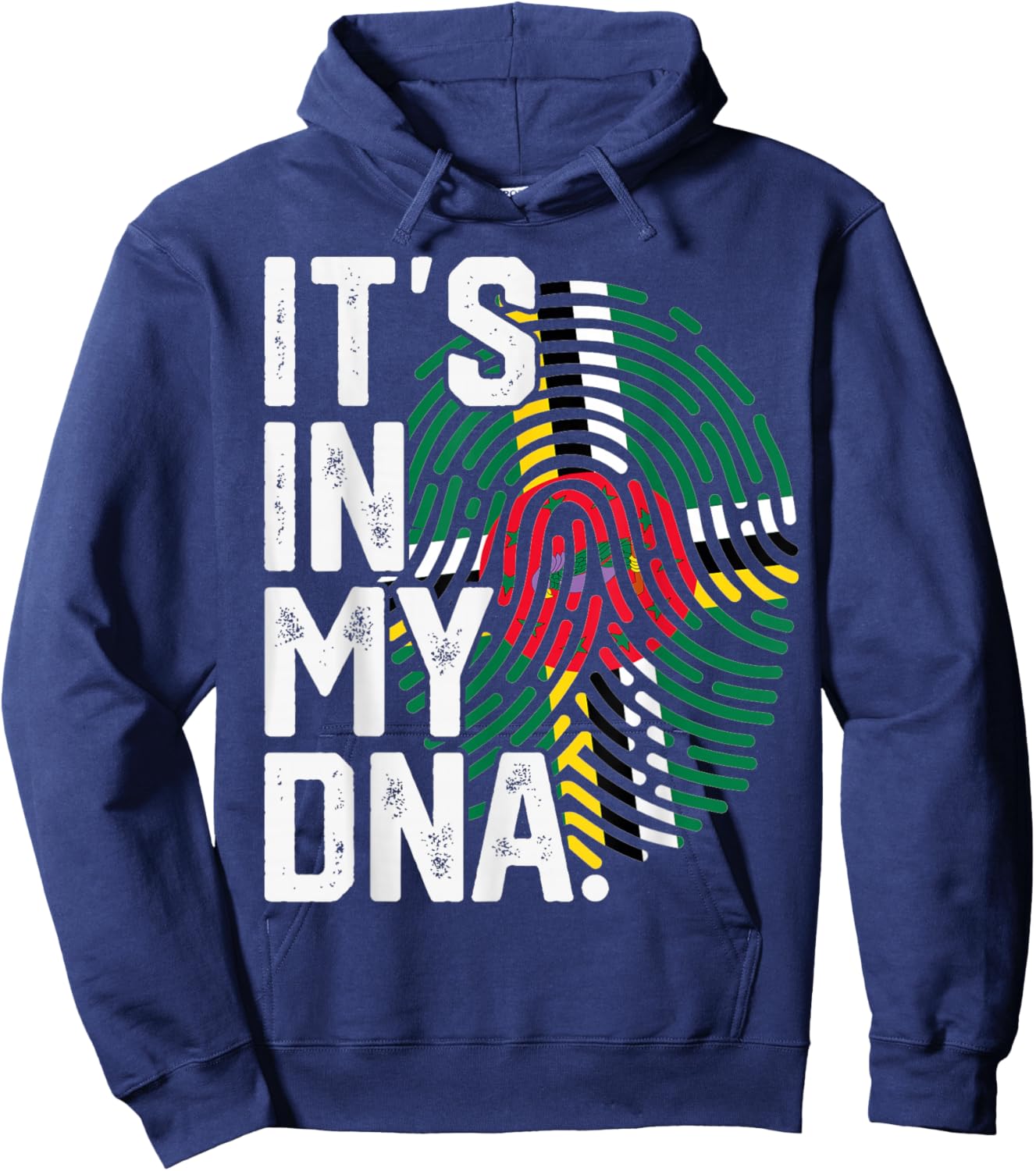Dominica Roots Flag Fingerprint Graphic Patriotic Hoodie - Hoodie | Navy