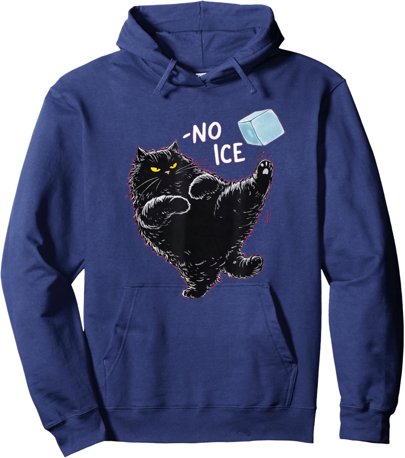 No Ice Please! Funny Anti-Ice Black Cat Hoodie - Hoodie | Navy