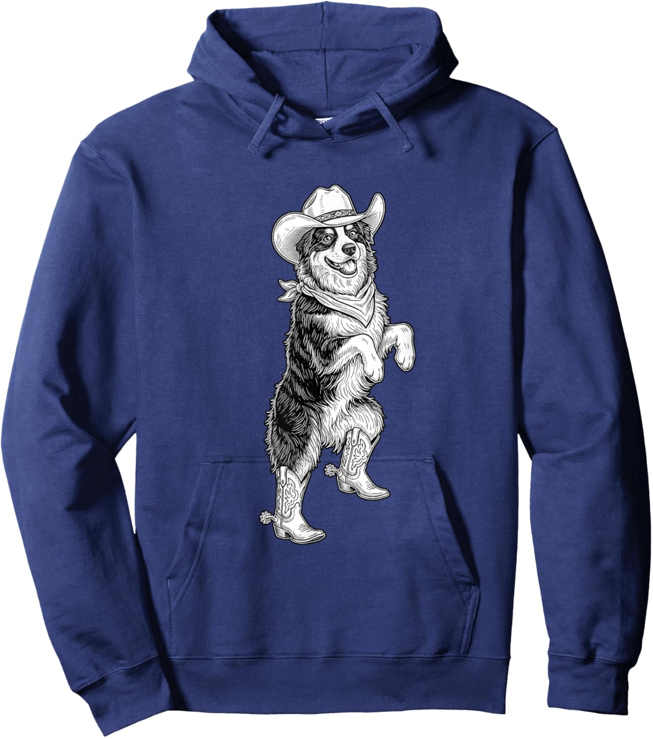 Howdy Australian Shepherd Cowboy Western Country Vintage Hoodie - Hoodie | Navy