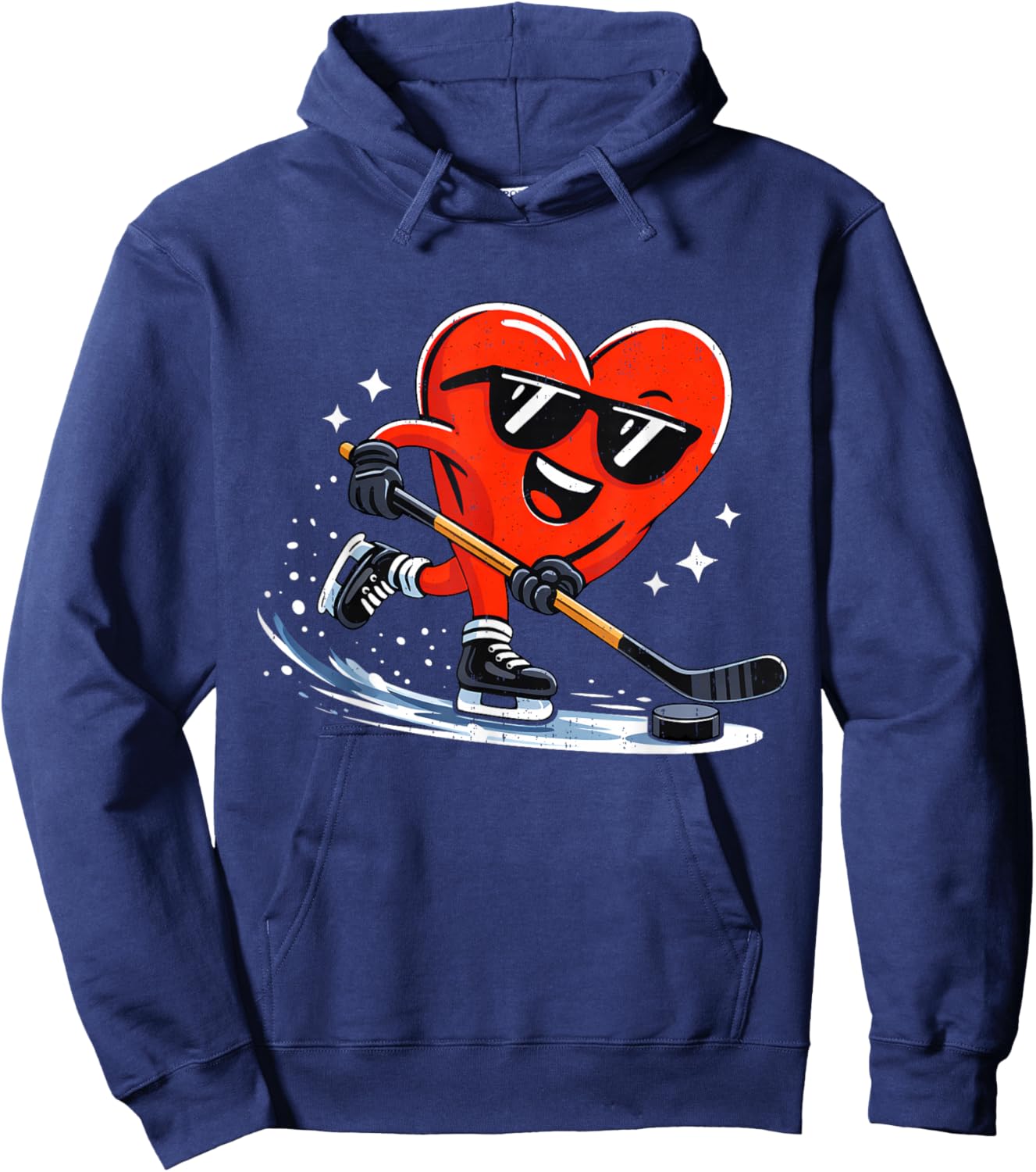 Valentine Hockey Heart Sport Valentines Day Men Boys Kids Hoodie - Hoodie | Navy
