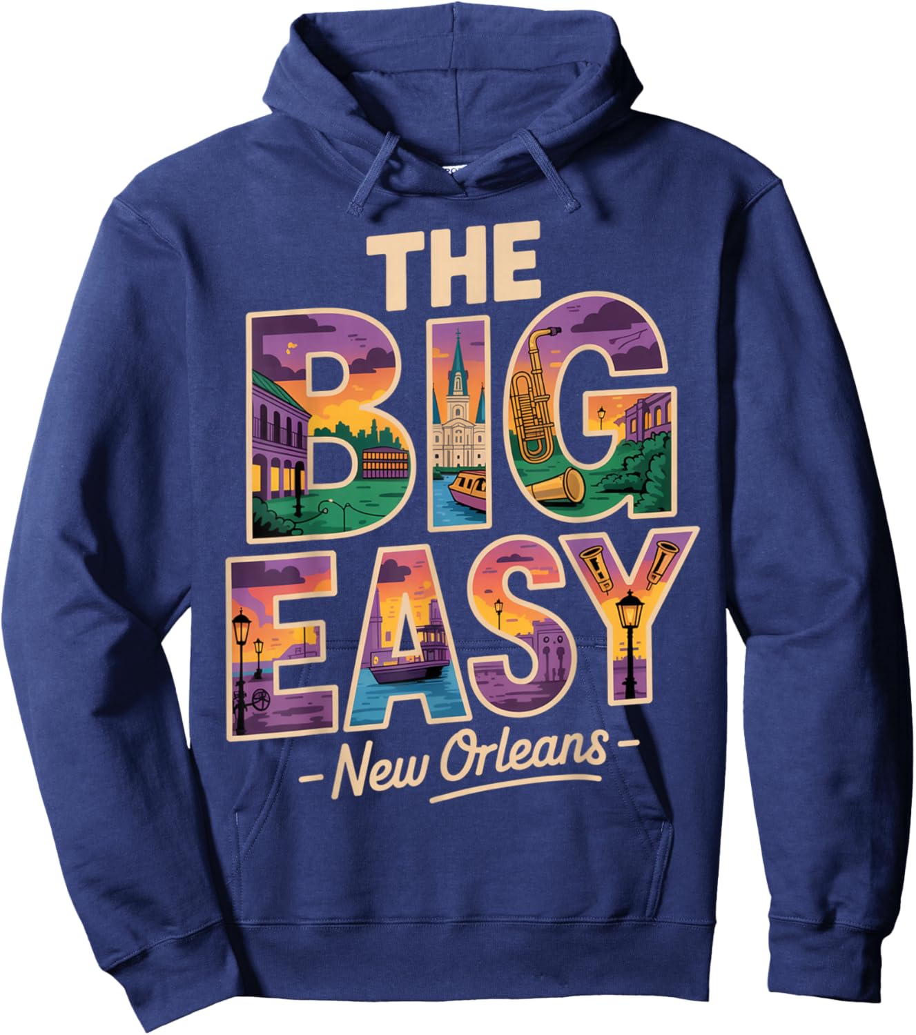 The Big Easy New Orleans Vintage Hoodie - Hoodie | Navy