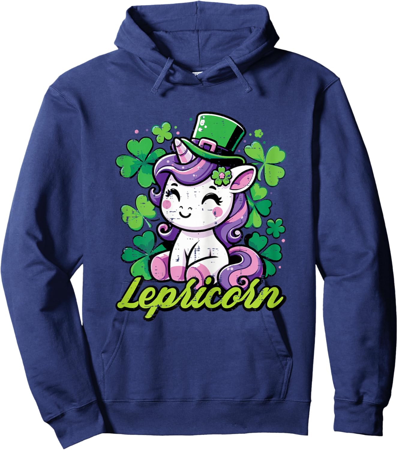 St Patricks Day Unicorn Lepricorn Saint Pattys Girls Kids Hoodie - Hoodie | Navy