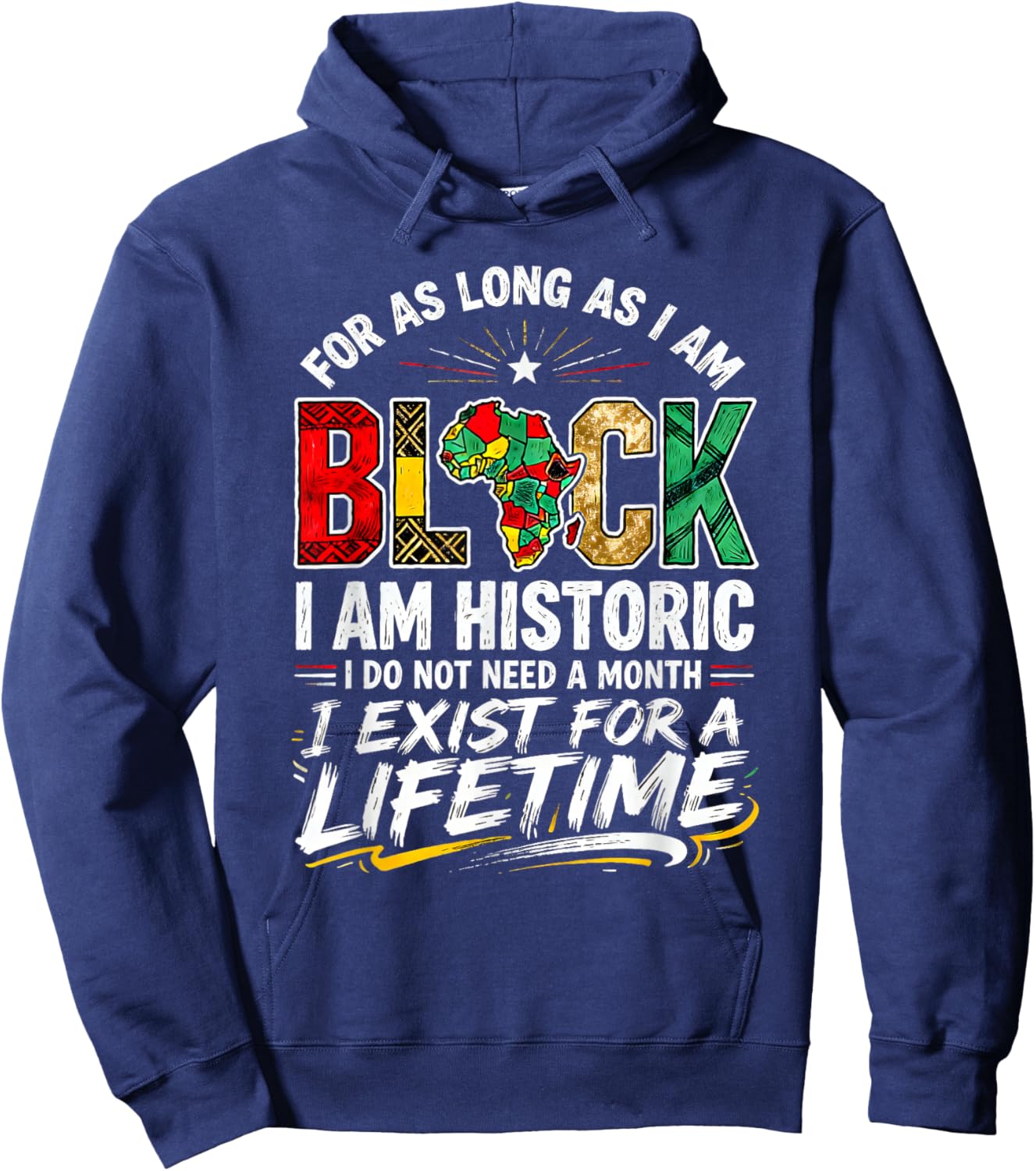 for As LongAs I Am Black Historic Lifetime African Quote Hoodie - Hoodie | Navy