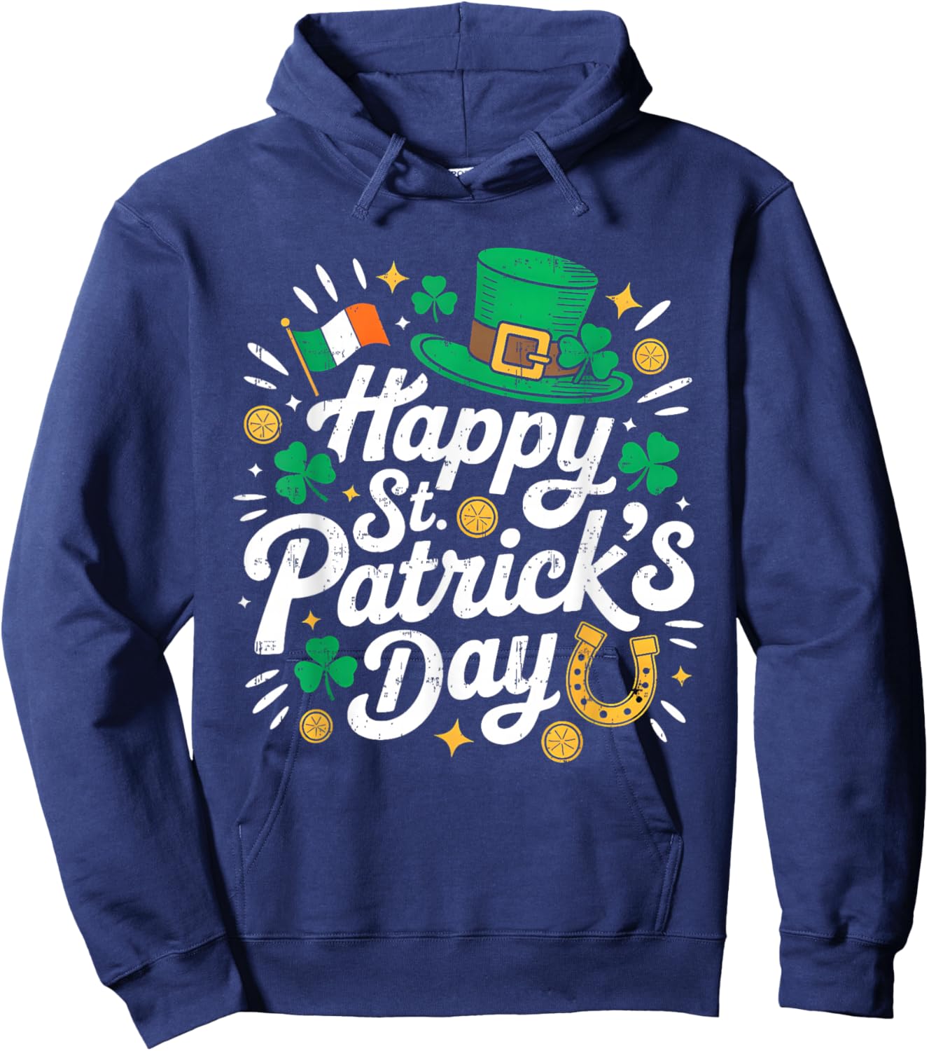 Happy St Patricks Day Shamrock Irish Women Kids Hoodie - Hoodie | Navy