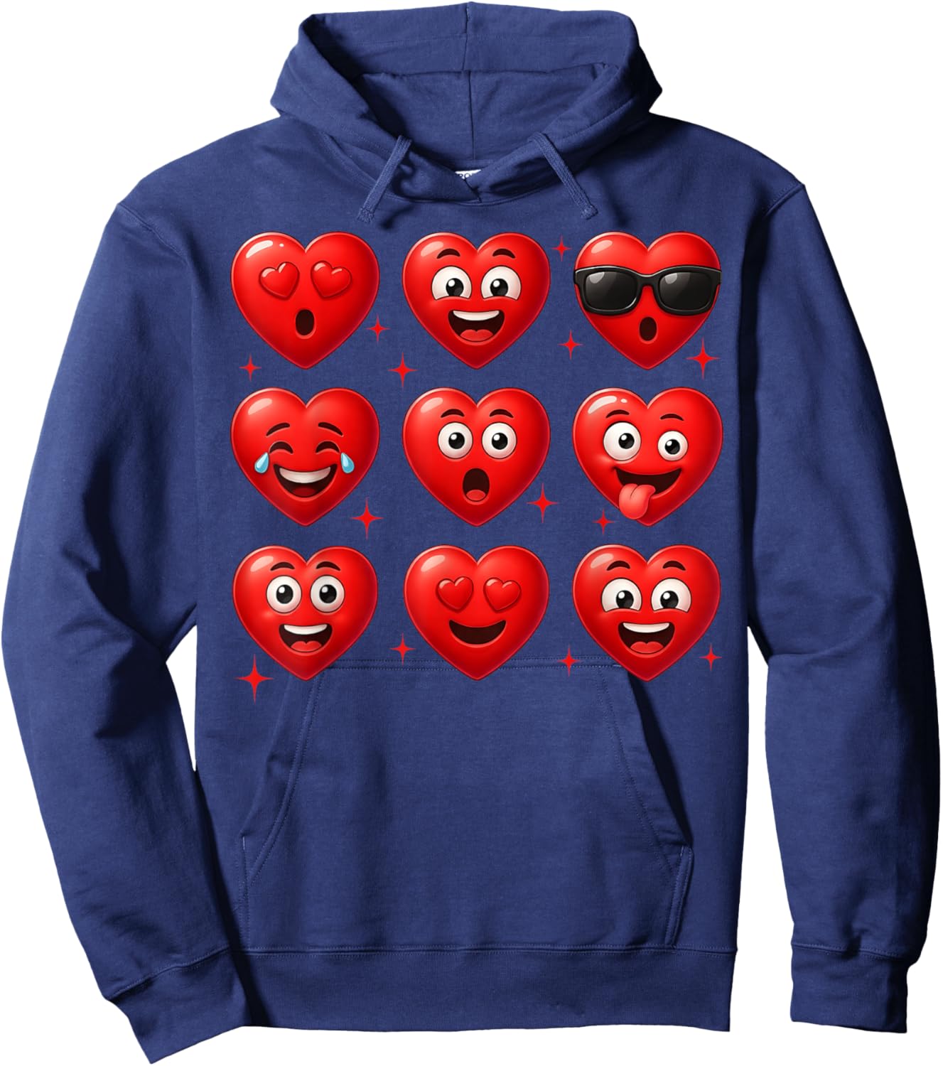 Silly Faces Hearts Funny Valentines Day Boys Girls Hoodie - Hoodie | Navy