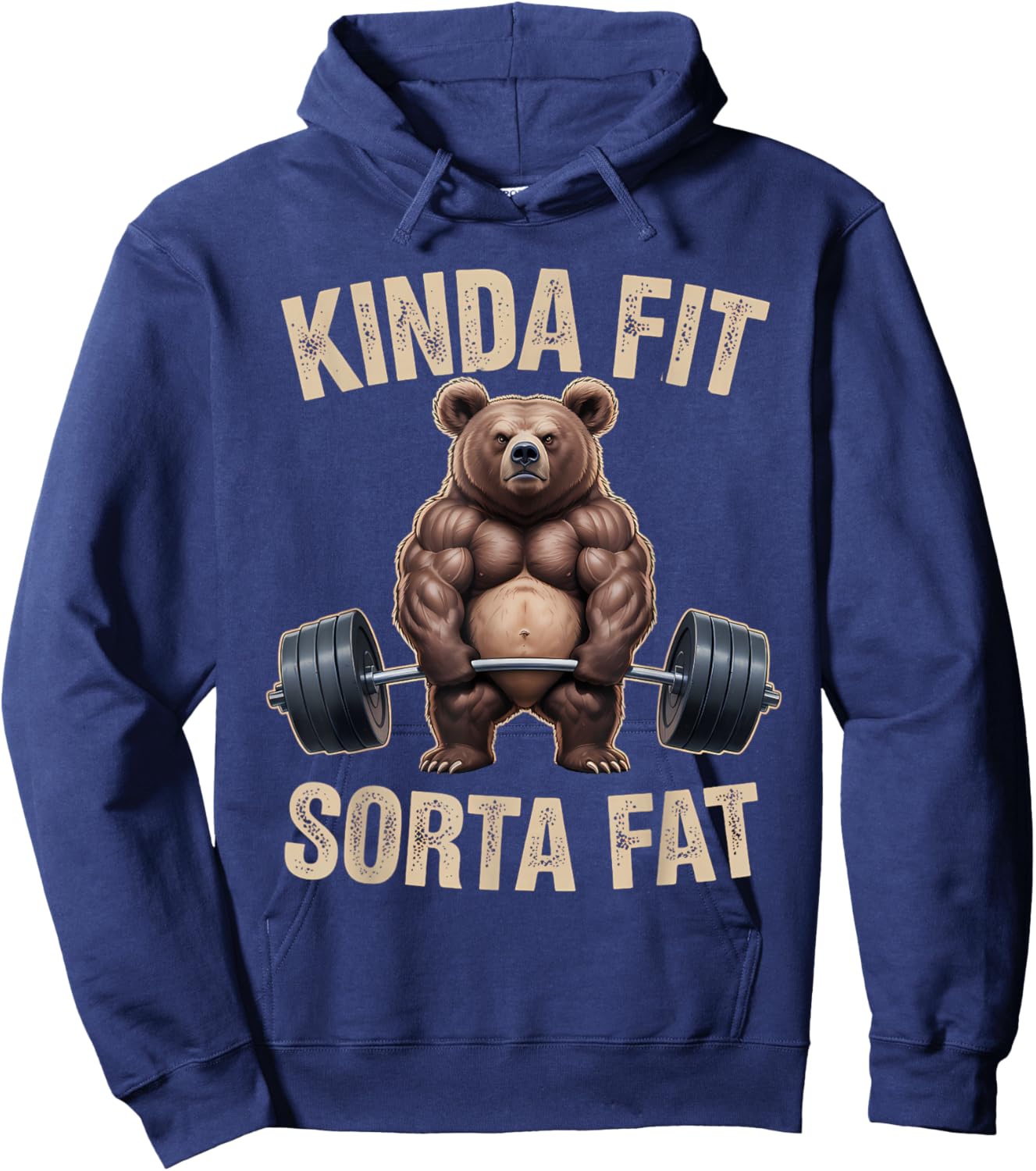 Kinda Fit Sorta Fat Bear Gym Lifting Workout Fitness Hoodie - Hoodie | Navy