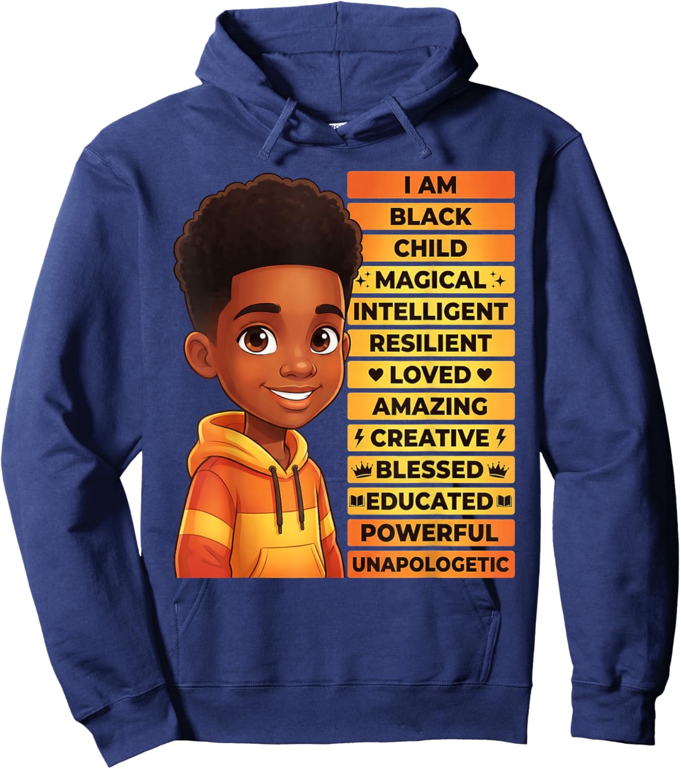 I'm Black History Month Shirt Boys Kids African American Hoodie - Hoodie | Navy