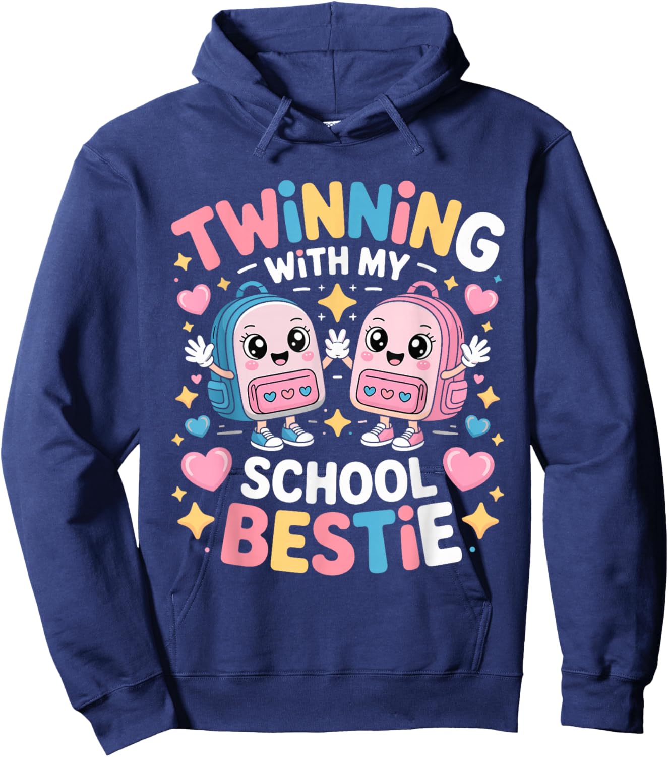 Twinning with My School Bestie Cute Matching Friend Twin Day Hoodie - Hoodie | Navy