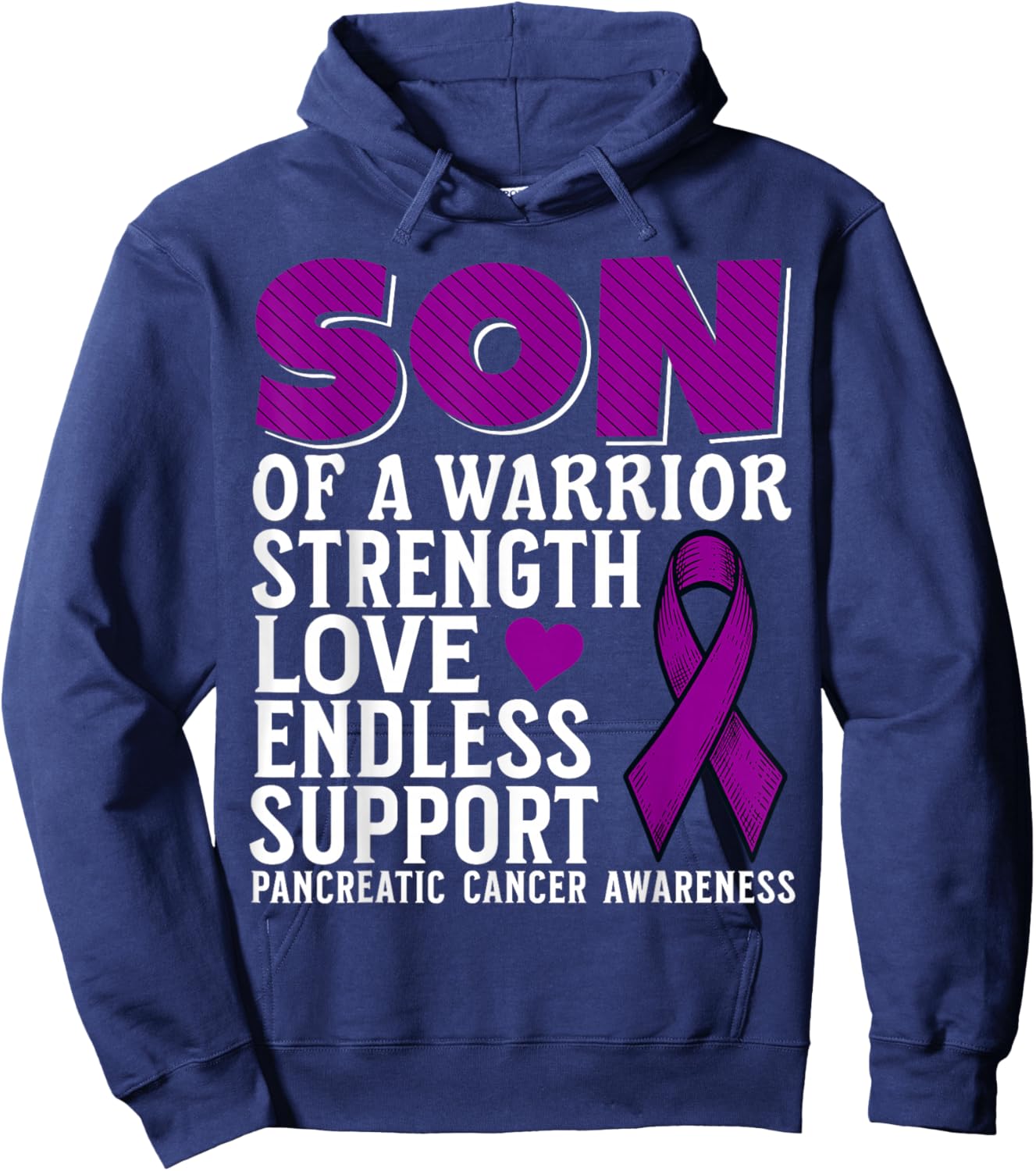 Son of a Warrior Pancreatic Cancer Awareness Family Matching Hoodie - Hoodie | Navy
