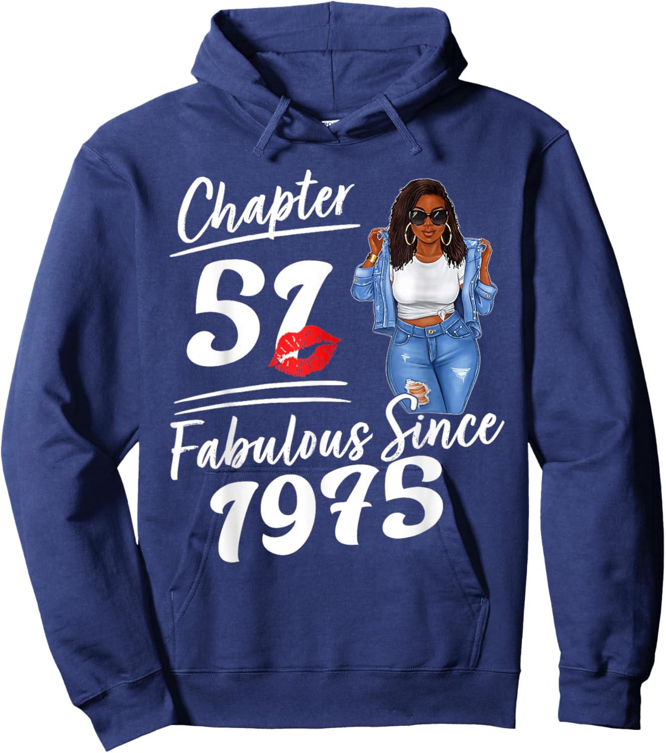 Chapter 51 Fabulous Since 1975 Afro Queen Birthday Girl Hoodie - Hoodie | Navy