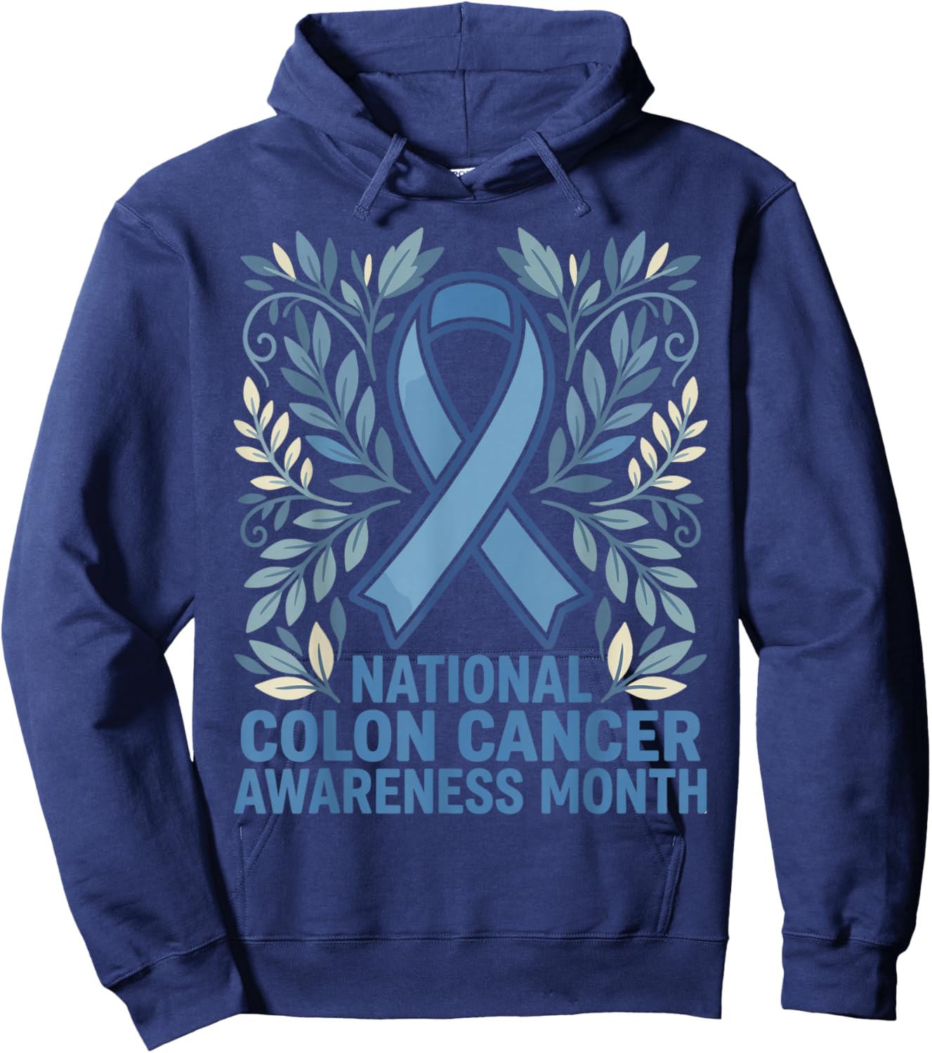 National Colon Cancer Awareness Month Blue Ribbon Men Women Hoodie - Hoodie | Navy