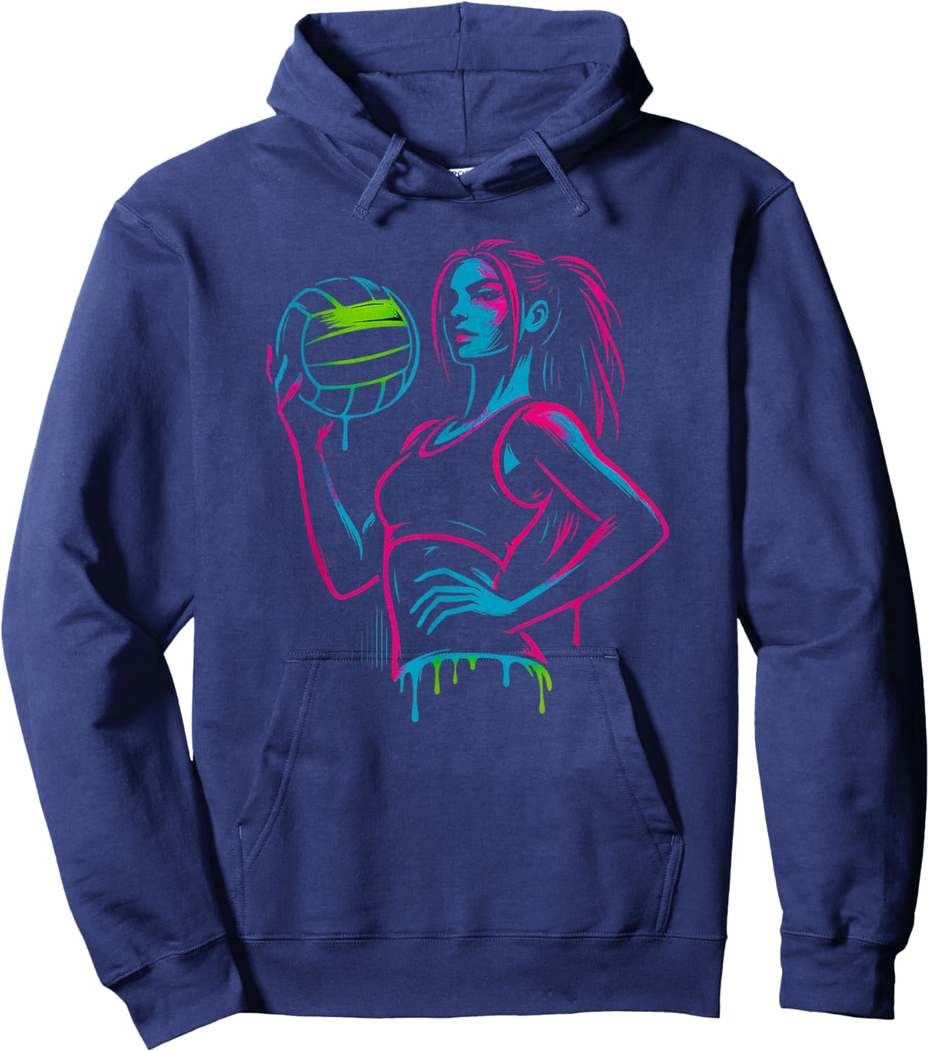 Volleyball Girl Drip Style Athlete Proud Player Artwork Hoodie - Hoodie | Navy