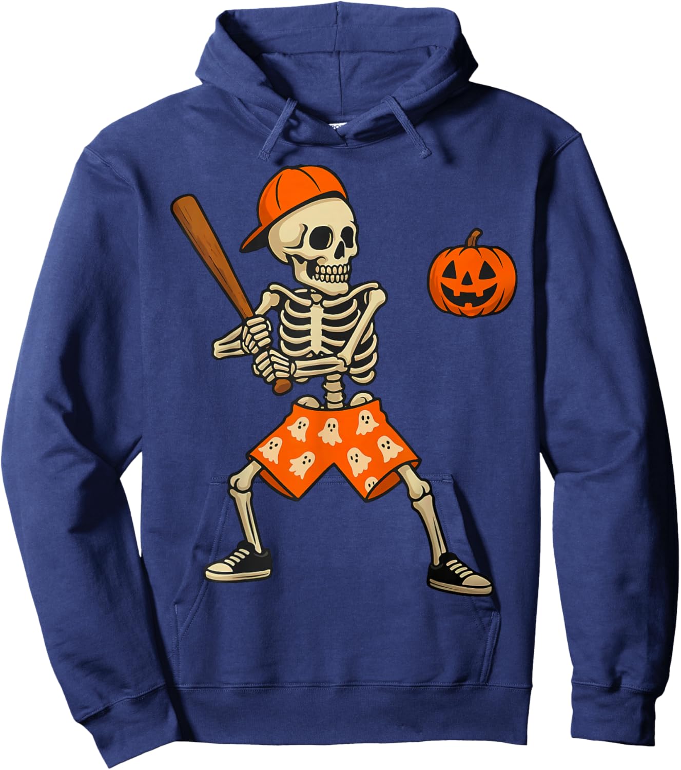 Funny Skeleton Baseball Batting Halloween Costume Men Boys Hoodie - Hoodie | Navy