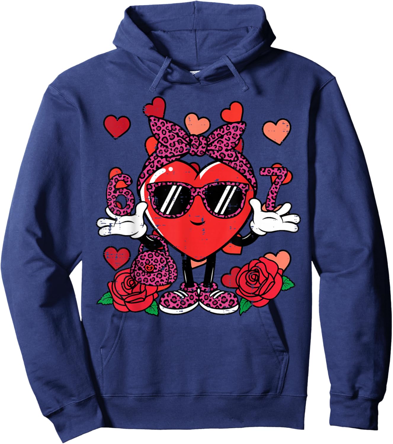 6 7 Valentines Day Cute 67 Valentine Meme Women Teacher Kids Hoodie - Hoodie | Navy