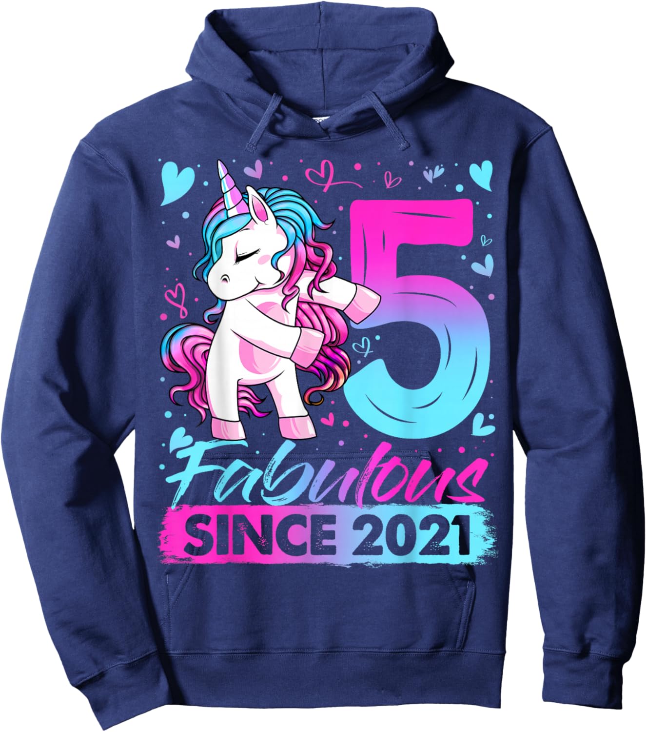 5th Birthday Shirt Girl 5 Year Old Gifts 5 Birthday Girl Hoodie - Hoodie | Navy