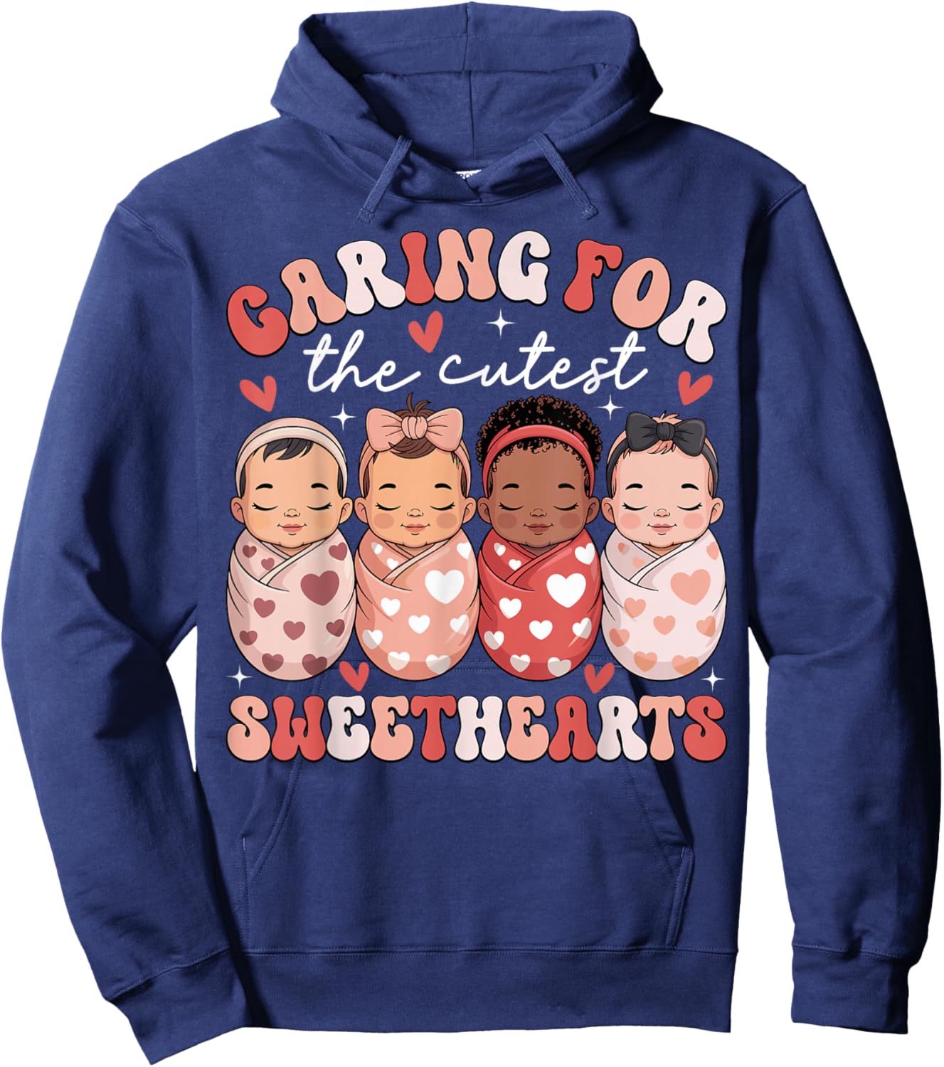 Caring for The Cutest Sweethearts NICU Nurse Valentines Day Hoodie - Hoodie | Navy