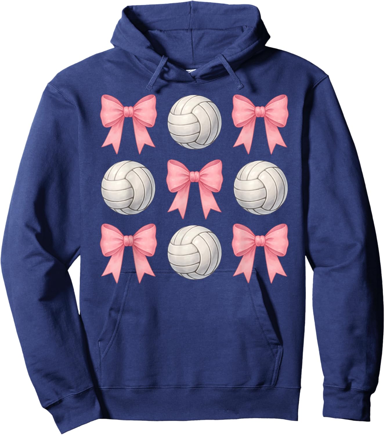 Volleyball Coquette Bows Cute Girls Teen Pink Volleyball Hoodie - Hoodie | Navy