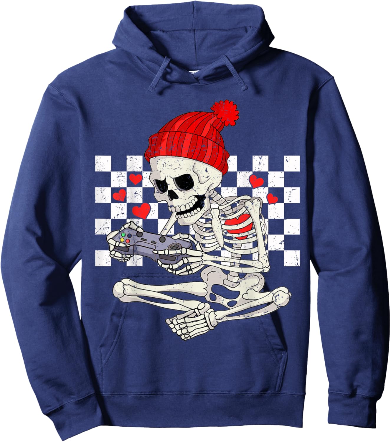 Funny Boys Valentines Skeleton Gamer Video Games Gaming Hoodie - Hoodie | Navy