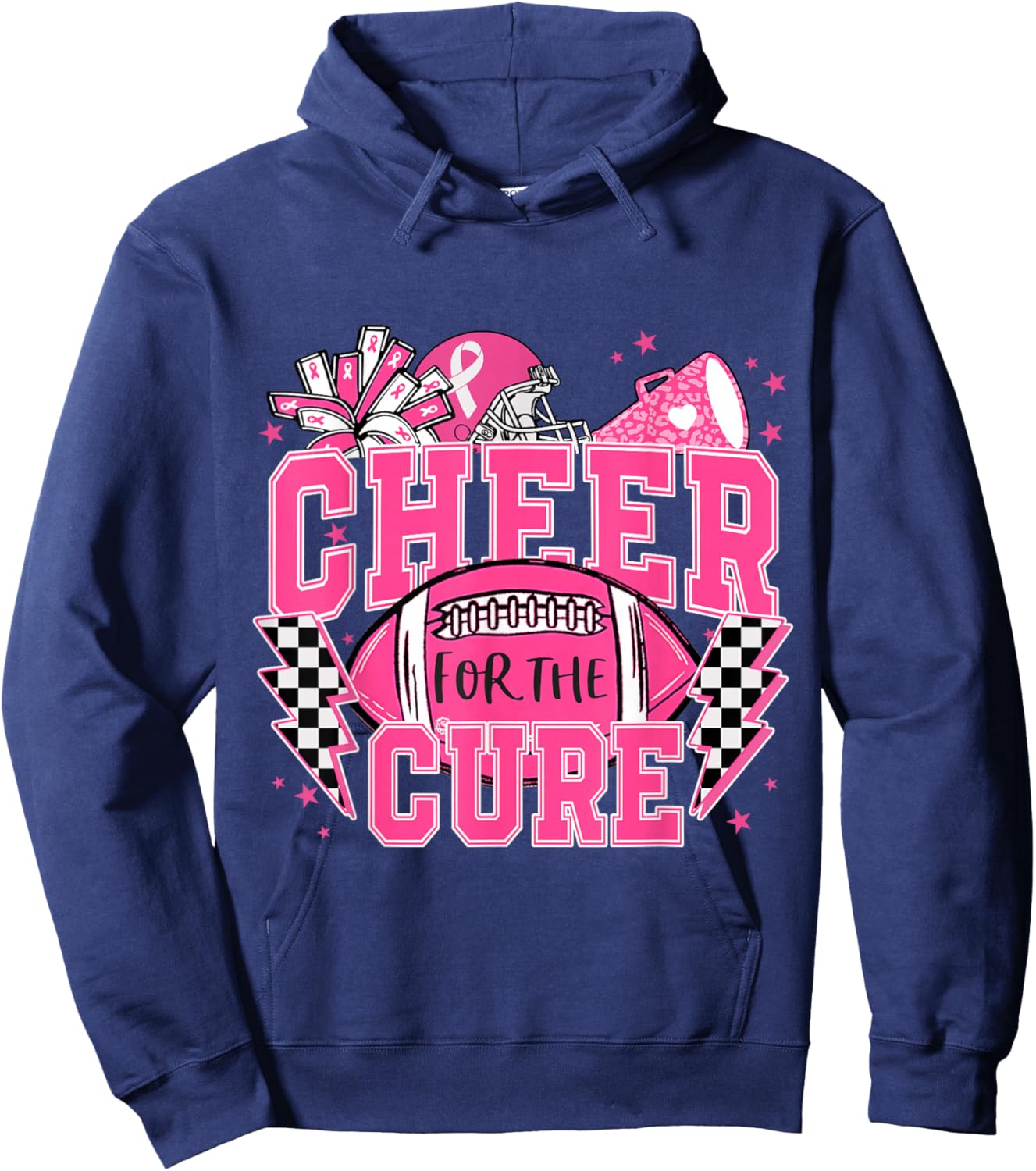 Cheer for The Cure Breast Cancer Awareness Cheerleader Hoodie - Hoodie | Navy