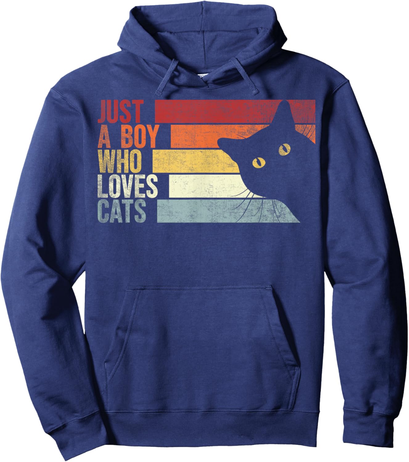 Just A Boy Who Loves Cats. Funny Cats Lover Hoodie - Hoodie | Navy