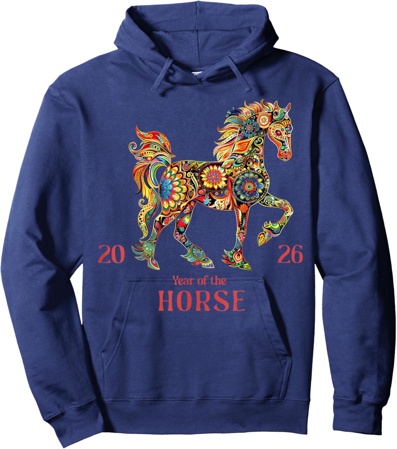 Year of The Horse 2026, Happy Lunar Chinese New Year 2026 Hoodie - Hoodie | Navy