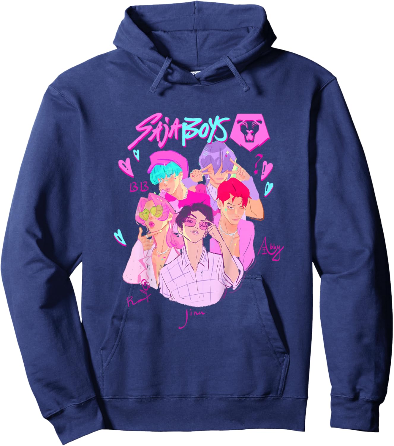 Kpop Demon Hunters Halloween Saja Boys Demon Group Portrait Hoodie - Hoodie | Navy