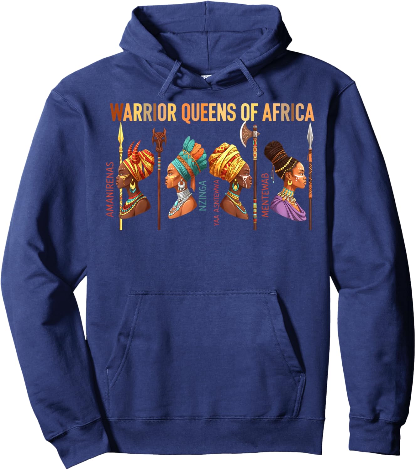 Warrior Queens of Africa Black History Month African Queens Hoodie - Hoodie | Navy