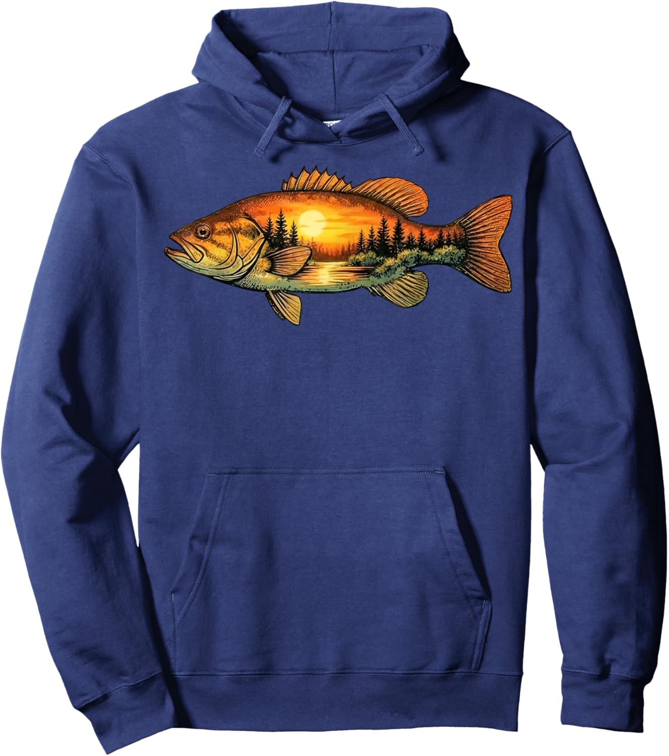Smallmouth bass Fishing Sunset Nature Landscape Hoodie - Hoodie | Navy