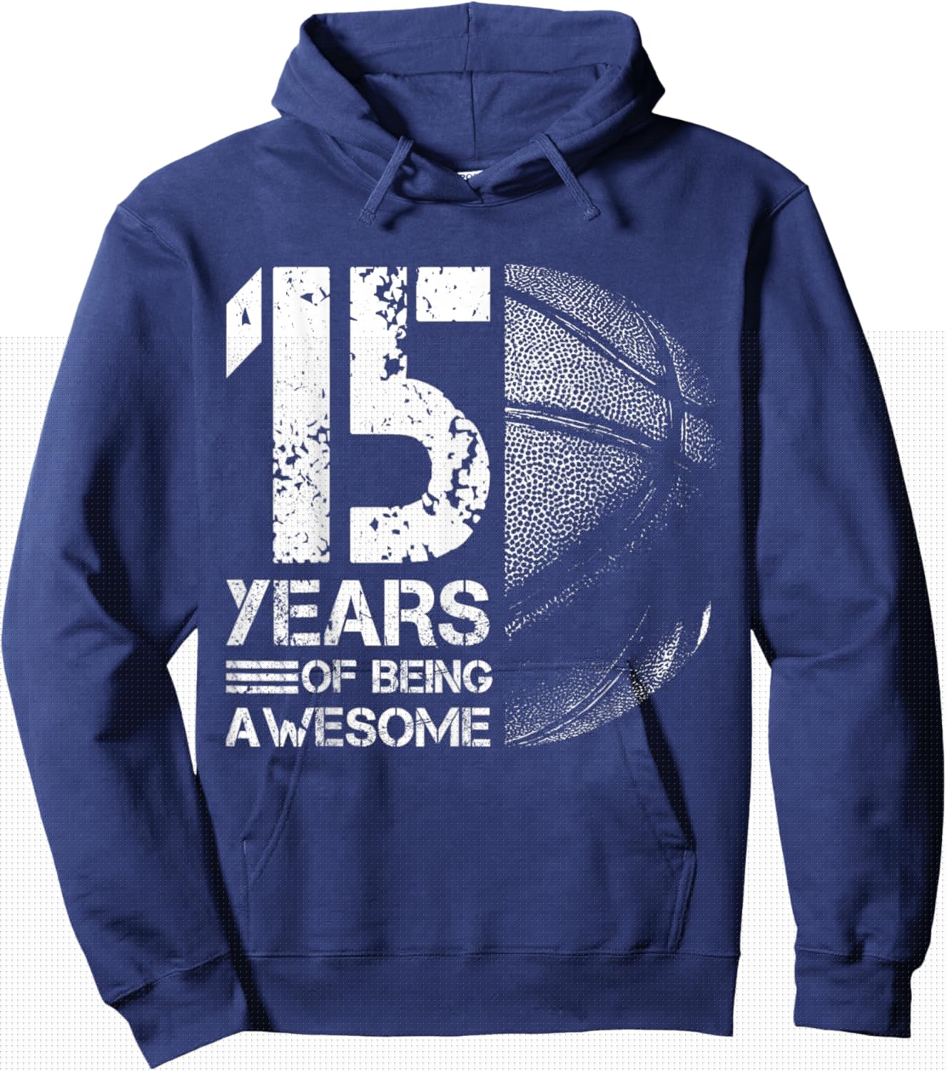 15th Birthday Boys Basketball Player Basketball 15 Years Old Hoodie - Hoodie | Navy