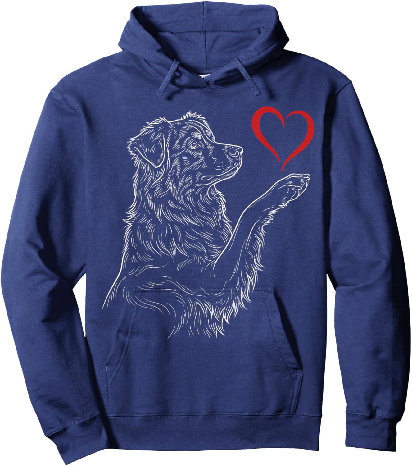 Australian Shepherd Lover Dog Holding Heart Valentines Hoodie - Hoodie | Navy