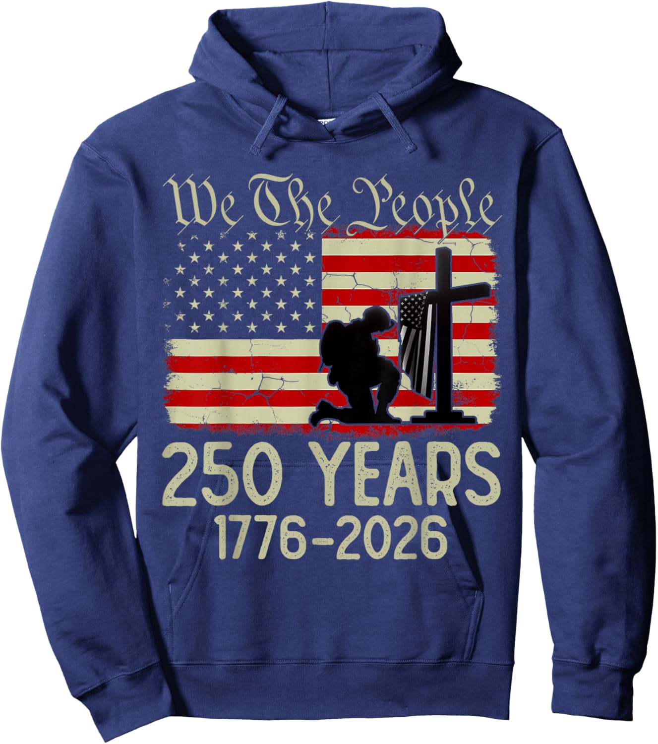Flag Vintage 250 Years American 1776 2026 250th USA Birthday Hoodie - Hoodie | Navy
