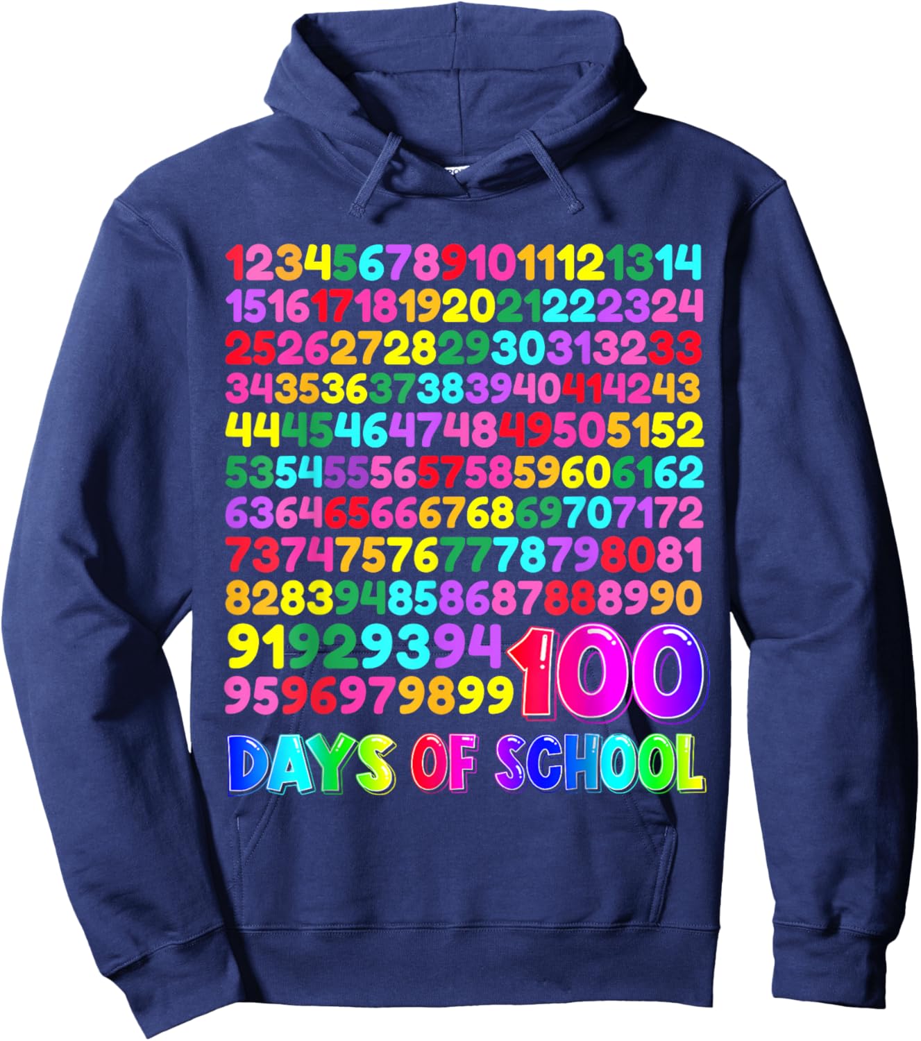 100th Day School Numbers Counting Celebration Hoodie - Hoodie | Navy