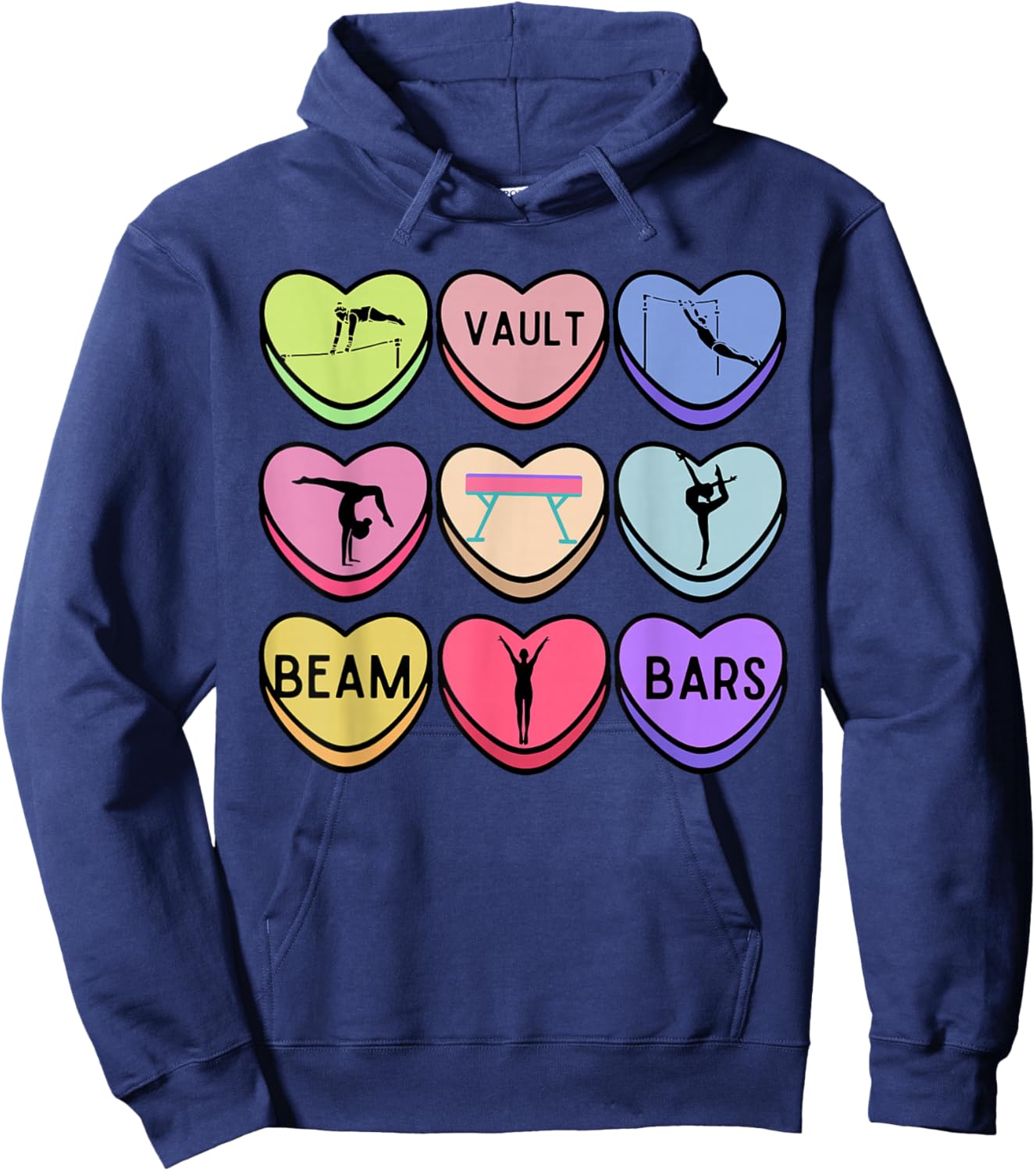 Heart Candy Gymnastics Valentine Gymnast Tumbling Acrobat Hoodie - Hoodie | Navy
