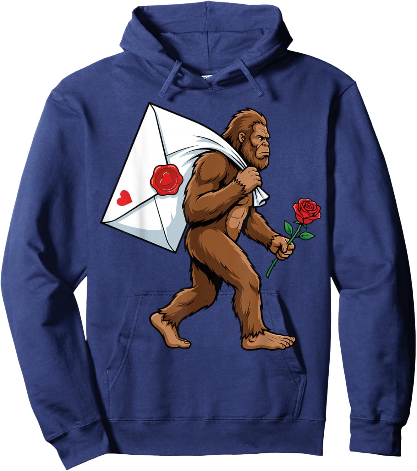 Funny Bigfoot Heart Love Valentines Day Boys Men Hoodie - Hoodie | Navy