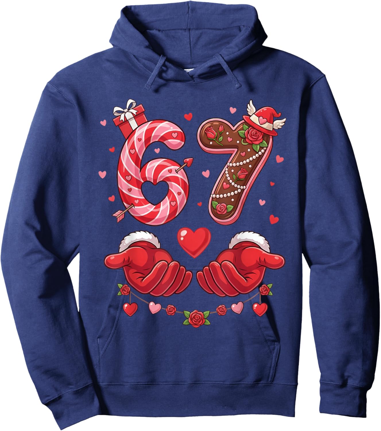 67 Valentine 6 7 Bruh Six Seven Meme Kids Boys Girls Hoodie - Hoodie | Navy