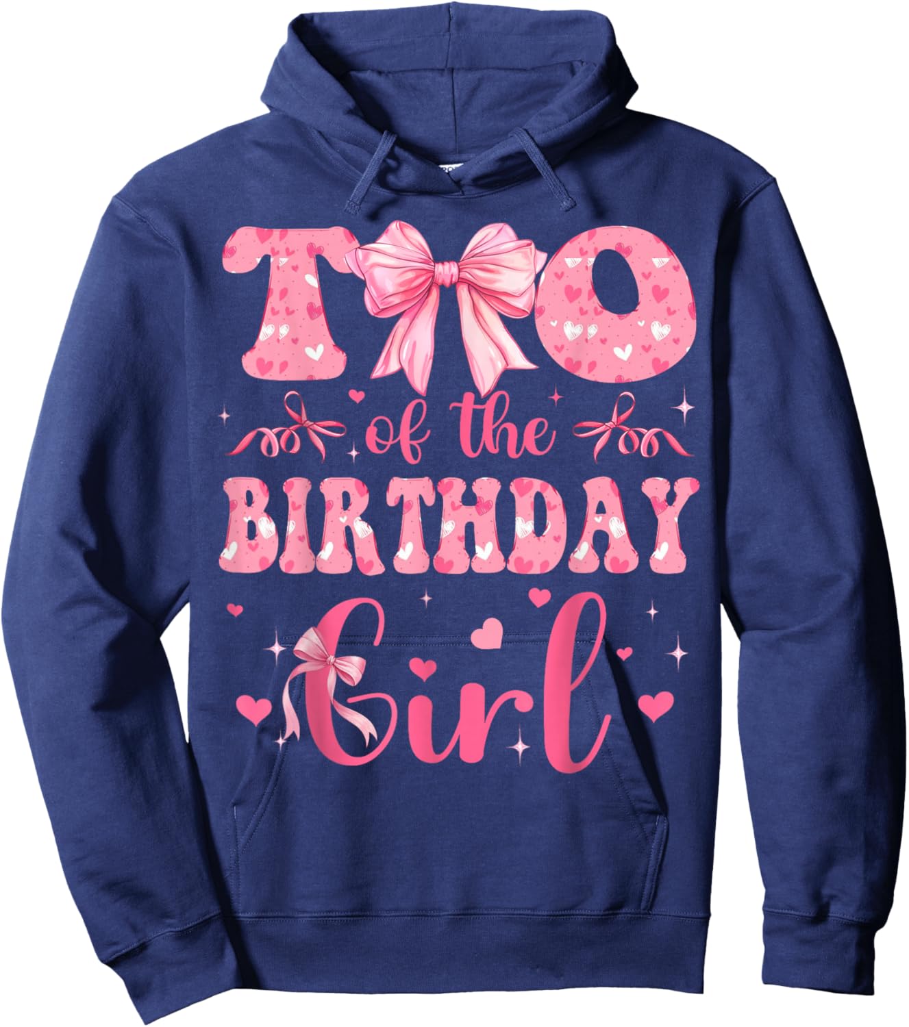 TIO of The Birthday Girl Matching Pink Coquette Bow Hoodie - Hoodie | Navy