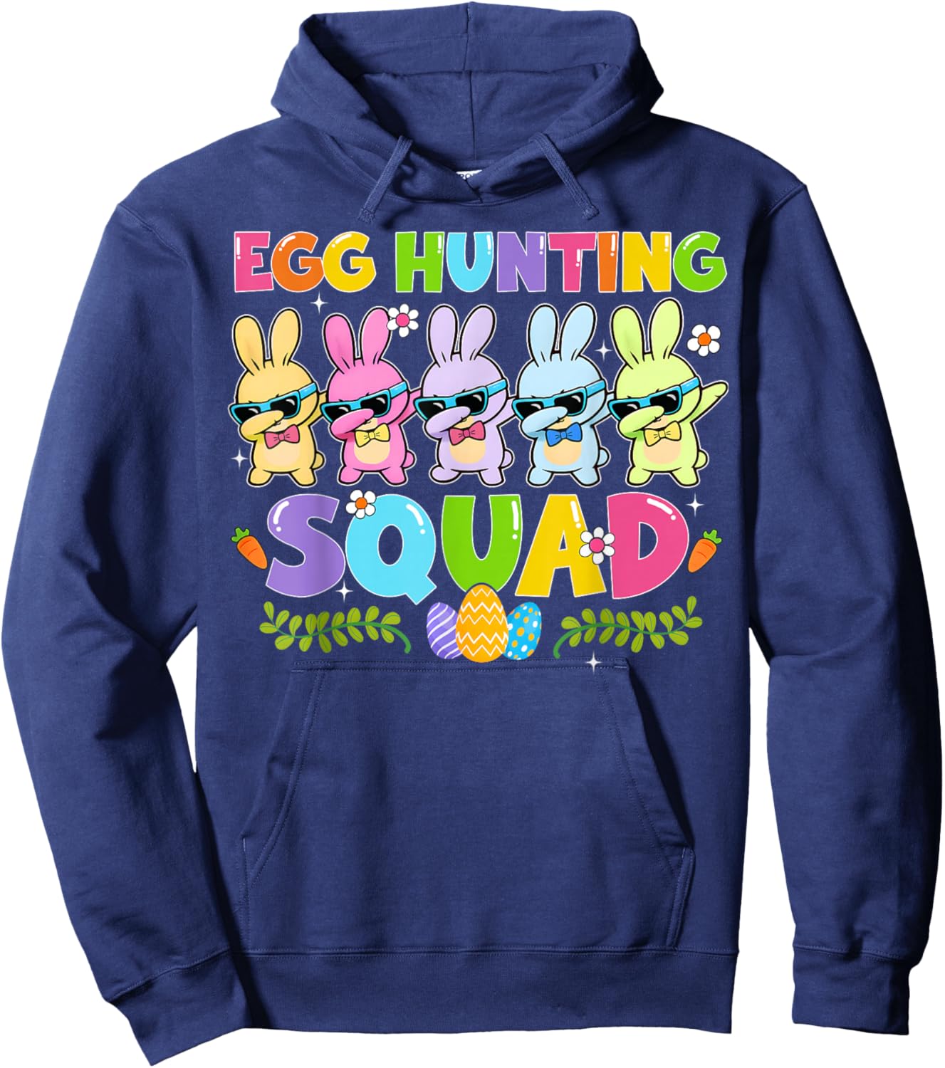 Happy Easter Day Bunny Egg Hunting Squad Boy Girl Kid Hoodie - Hoodie | Navy